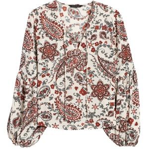 Banana Republic Paisley Lace-up Peasant Top